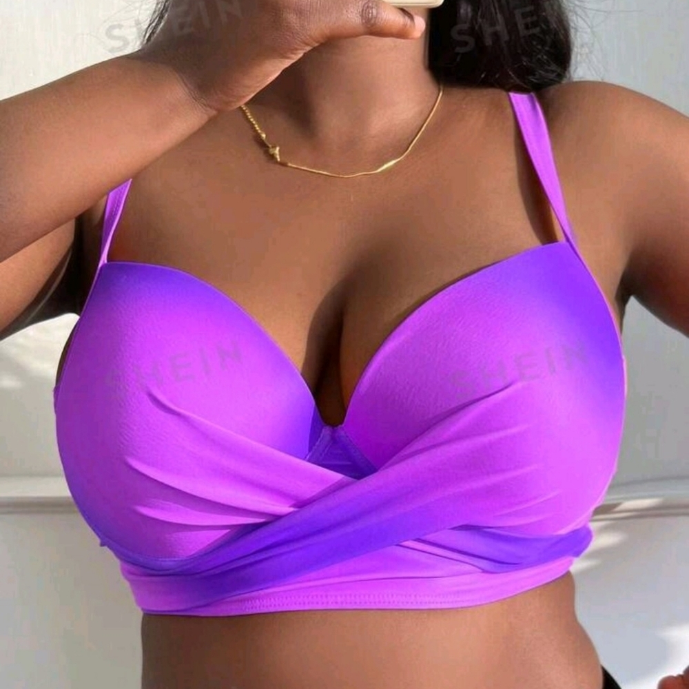 💝3/20$ XL(12) purple pink ombre bathing suit top